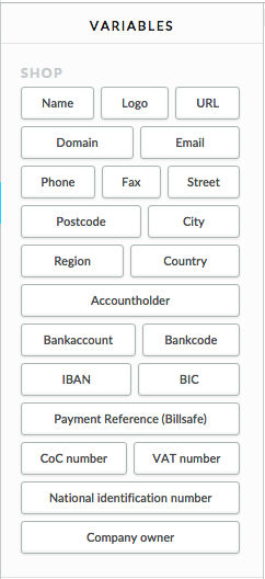 Variable list.
