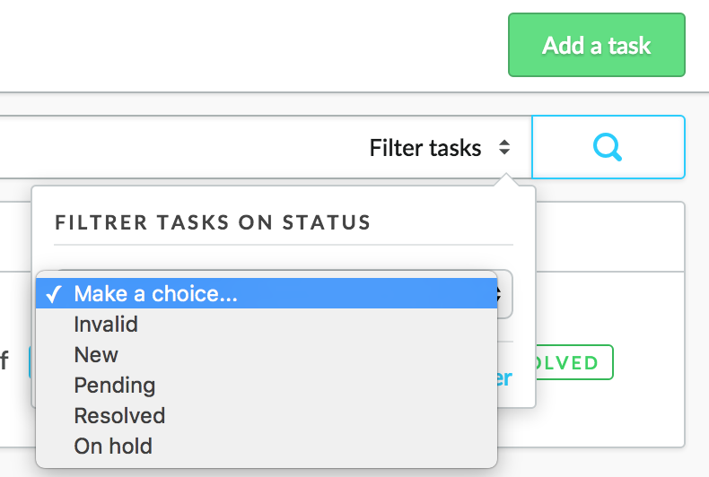Filter overview by status.