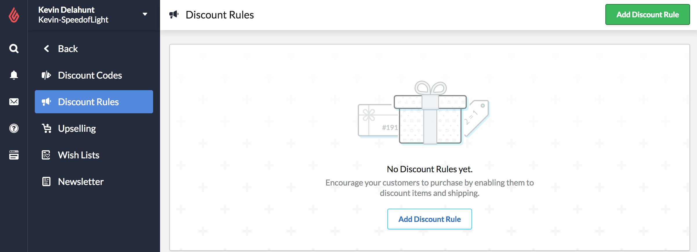The Discount Rules page.