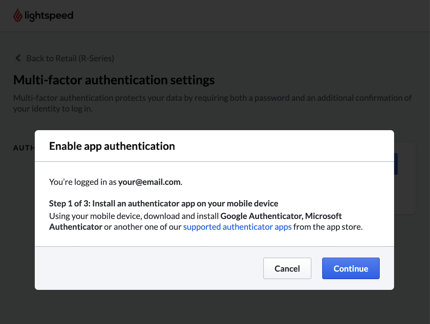 Enable authentication