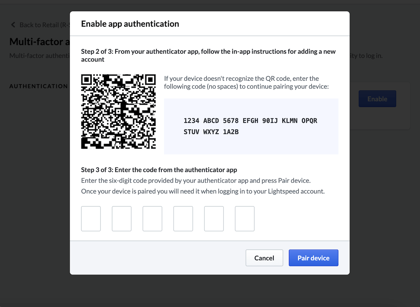 Pair device with QR