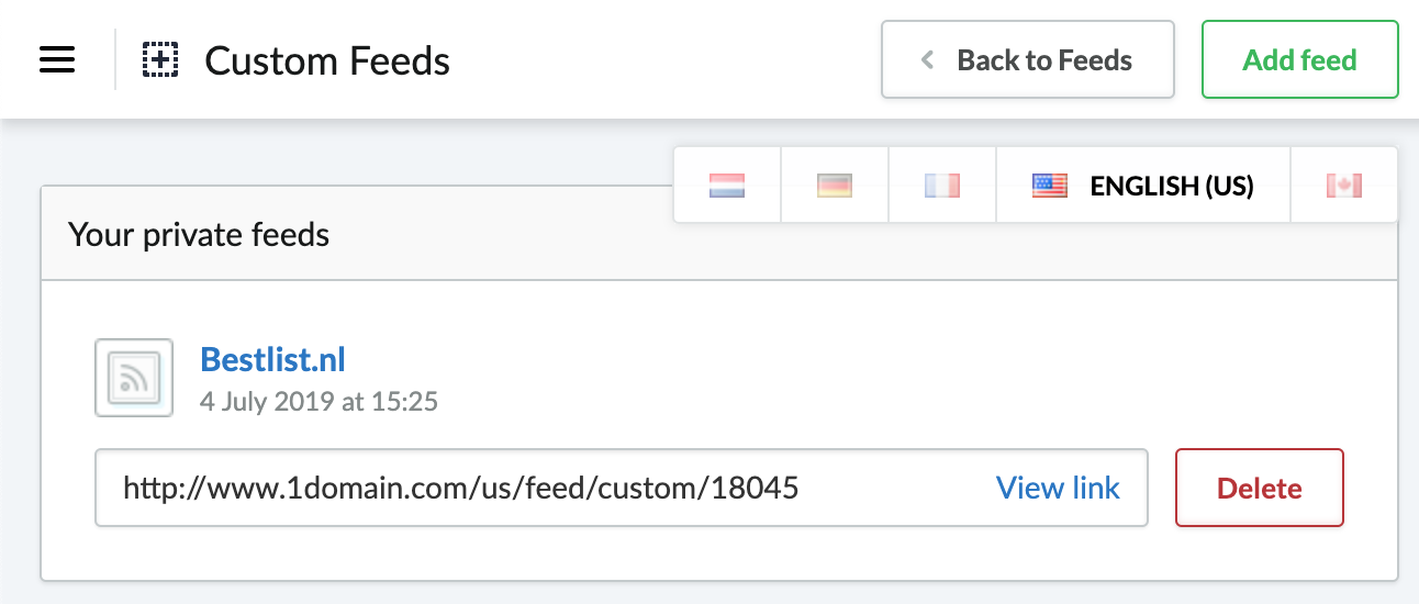 Shows the custom feed for Beslist.