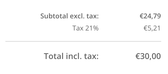 Shows the cart taxes enabled for tax inclusive eCom stores.