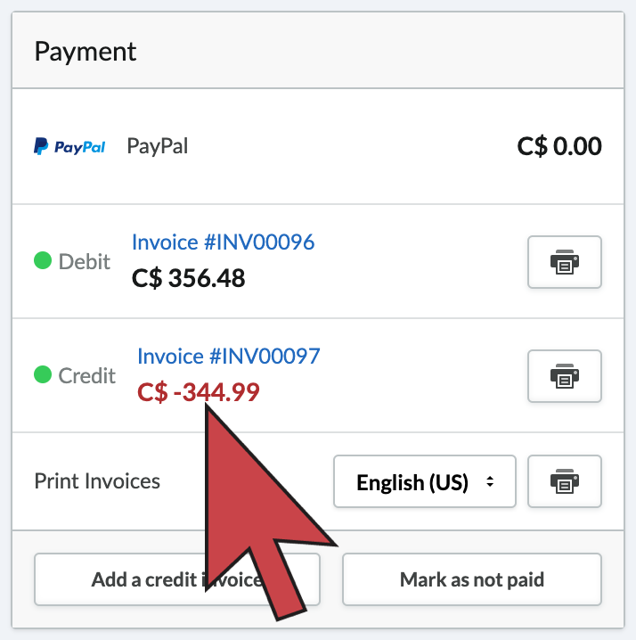 Shows where to identify the payment costs on the orders screen.