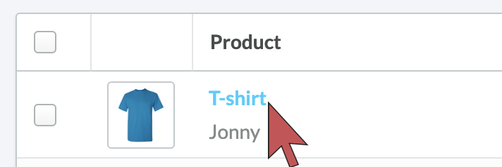Shows an arrow hovering over a product title.
