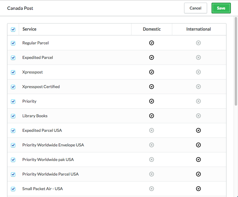 Page de modification du transporteur sélectionné.