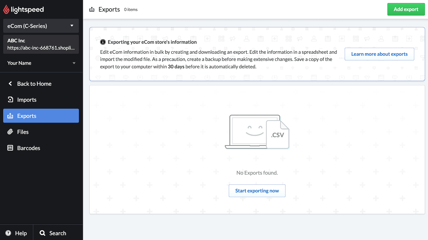 Pagina exports.