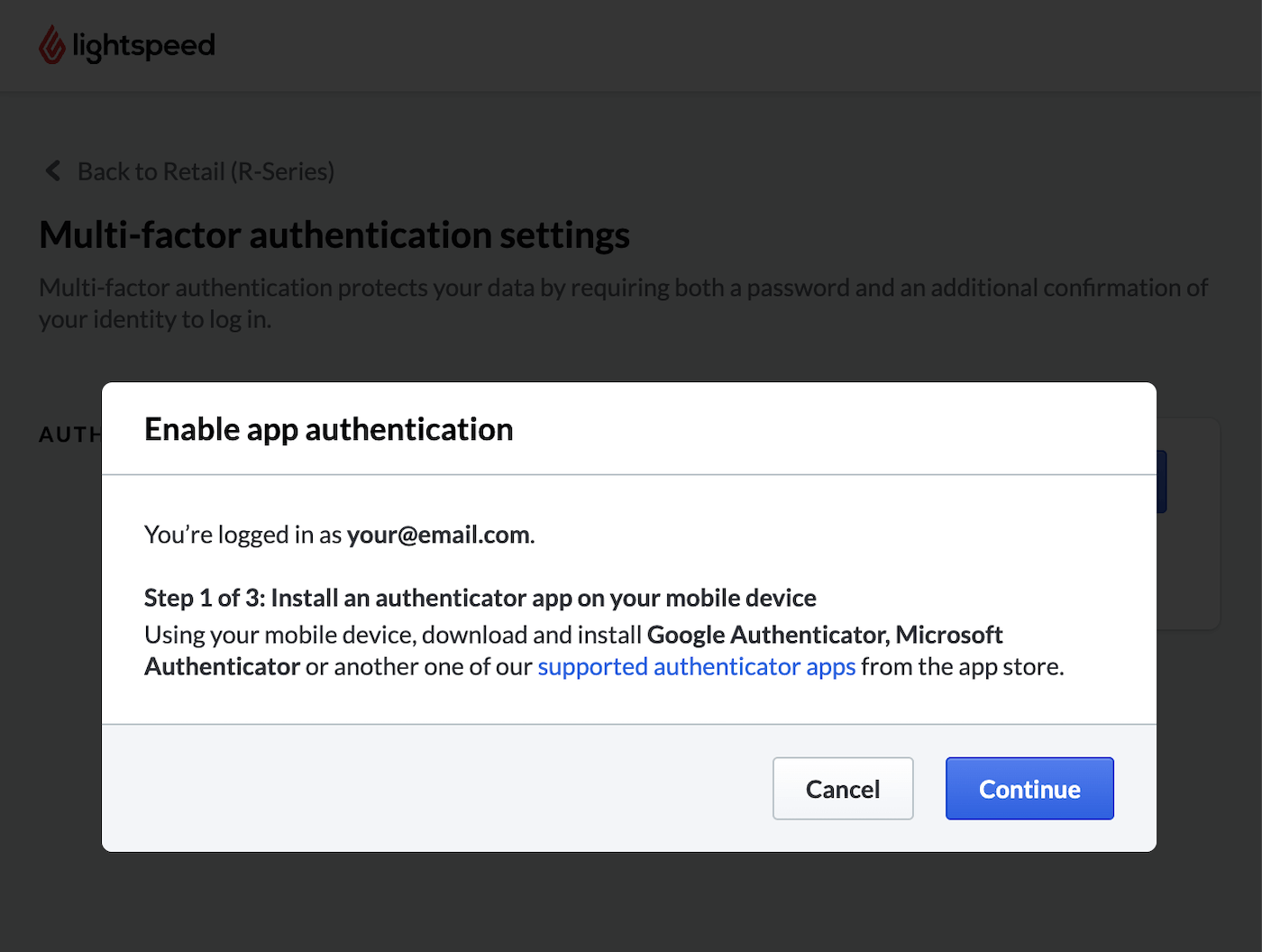 Pop-up voor authenticatie inschakelen.